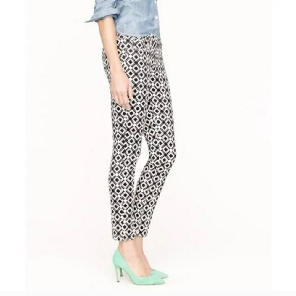 J.Crew Toothpick Black and White Patterned Pants 27 Ankle - Picture 2 of 6